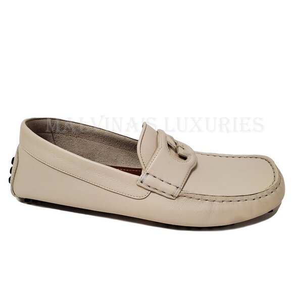 GUCCI SHOES MENS LOAFERS MOCCASINS G LOGO WHITE LEATHER sz 7.5G 8 - Picture 6 of 14